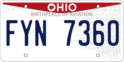 OH license plate FYN7360