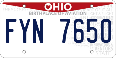 OH license plate FYN7650