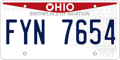 OH license plate FYN7654