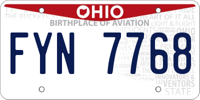 OH license plate FYN7768