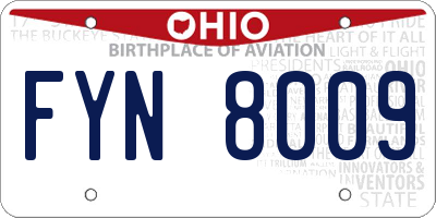 OH license plate FYN8009