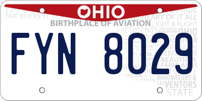 OH license plate FYN8029