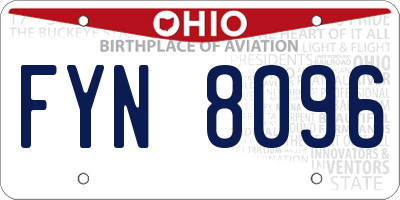 OH license plate FYN8096