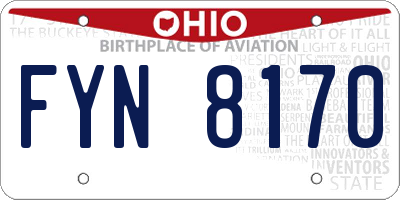 OH license plate FYN8170