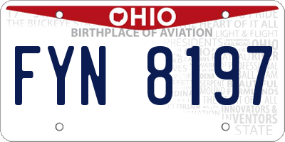 OH license plate FYN8197
