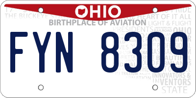 OH license plate FYN8309