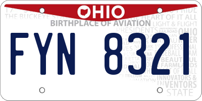 OH license plate FYN8321