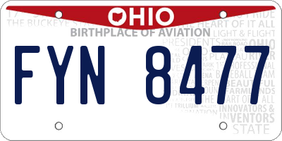 OH license plate FYN8477