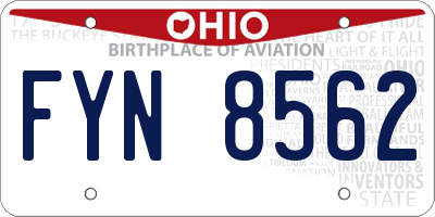 OH license plate FYN8562