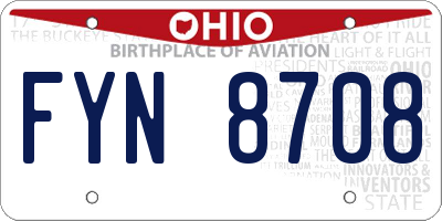 OH license plate FYN8708