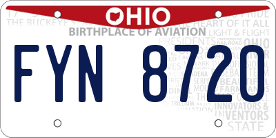 OH license plate FYN8720
