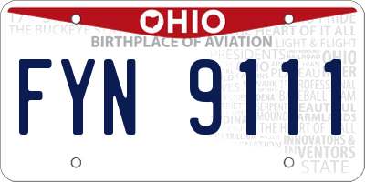 OH license plate FYN9111