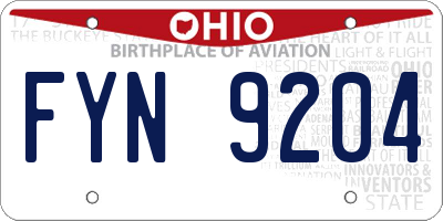 OH license plate FYN9204