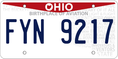 OH license plate FYN9217