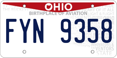 OH license plate FYN9358