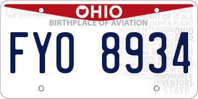 OH license plate FYO8934