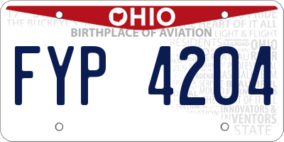 OH license plate FYP4204
