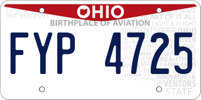 OH license plate FYP4725