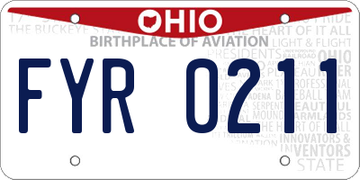 OH license plate FYR0211