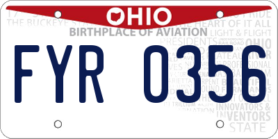 OH license plate FYR0356