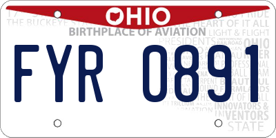 OH license plate FYR0891