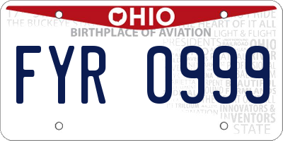 OH license plate FYR0999