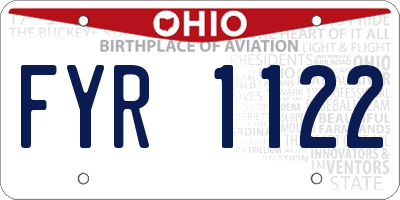 OH license plate FYR1122
