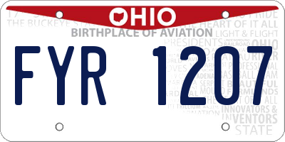 OH license plate FYR1207