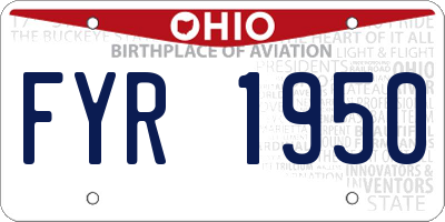 OH license plate FYR1950