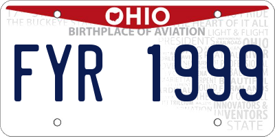OH license plate FYR1999