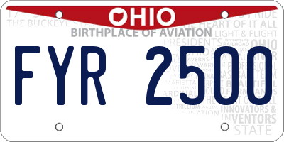 OH license plate FYR2500