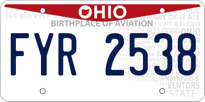 OH license plate FYR2538
