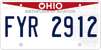 OH license plate FYR2912