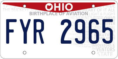 OH license plate FYR2965