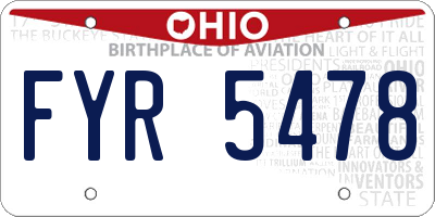 OH license plate FYR5478