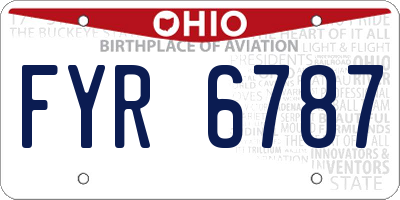 OH license plate FYR6787