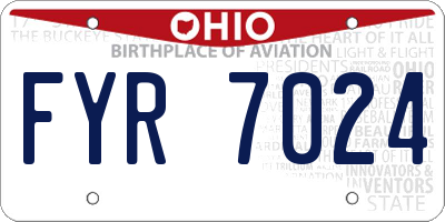 OH license plate FYR7024