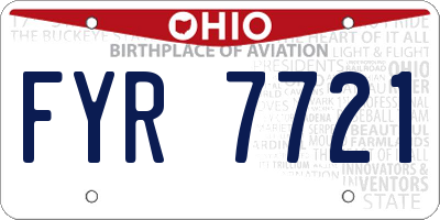 OH license plate FYR7721