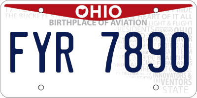 OH license plate FYR7890