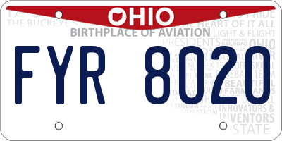 OH license plate FYR8020