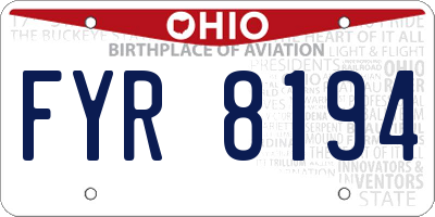 OH license plate FYR8194