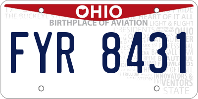 OH license plate FYR8431