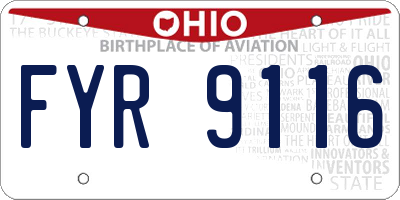OH license plate FYR9116