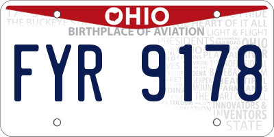OH license plate FYR9178