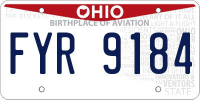 OH license plate FYR9184
