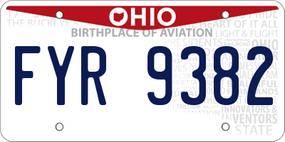 OH license plate FYR9382