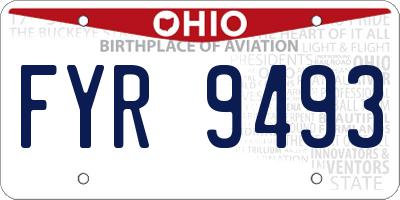 OH license plate FYR9493