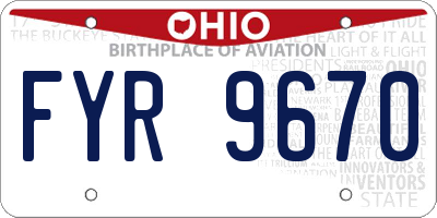 OH license plate FYR9670