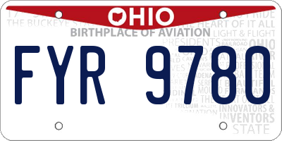 OH license plate FYR9780