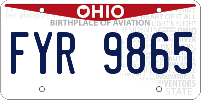 OH license plate FYR9865